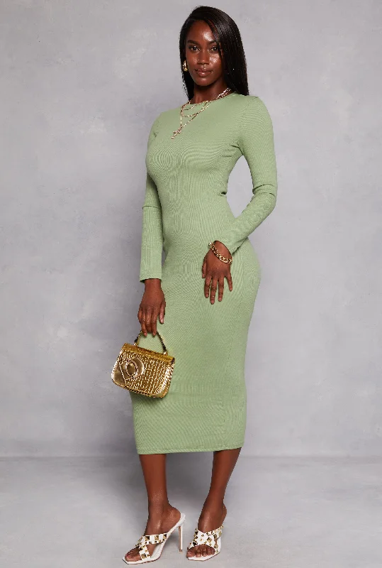 Daisy Ribbed Crew Neck Midi Dress Sexy midi dresses