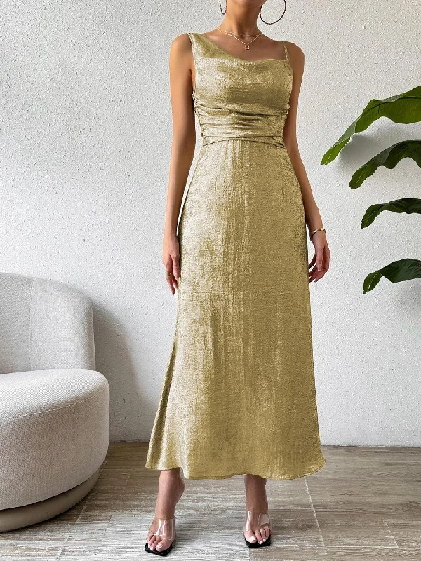 Honey Asymmetric Neck Sleeveless Midi Dress Sequin midi dresses