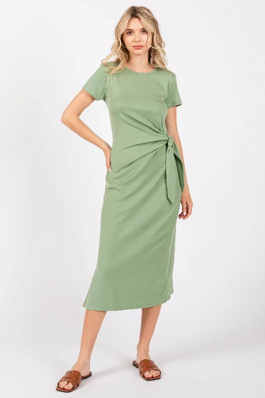 Light Green Side Tie Midi Dress Zara midi dresses