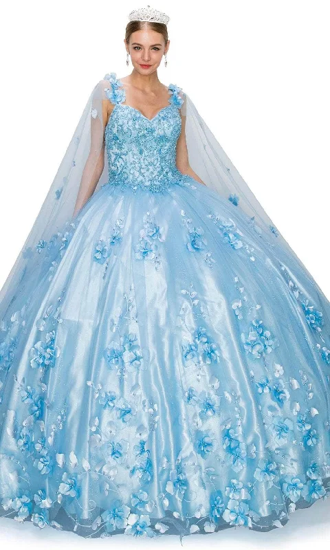 Cinderella Couture 8030J - Floral Detachable Cape Ballgown Corset floral dresses