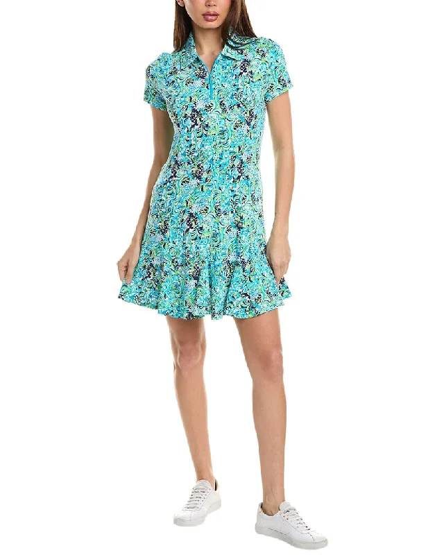 IBKUL Short Sleeve Godet Dress Button-front Mini Skirt