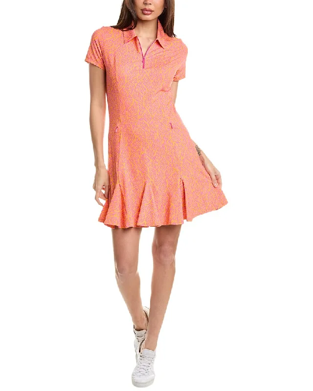 IBKUL Short Sleeve Godet Dress Skirt with Buttons