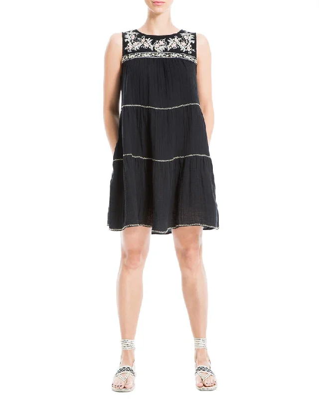 Max Studio Embroidered Short Dress Front Pocket Mini Skirt