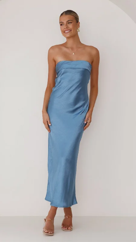 Gisele Maxi Dress - Steel Blue Midi Maxi Outfit