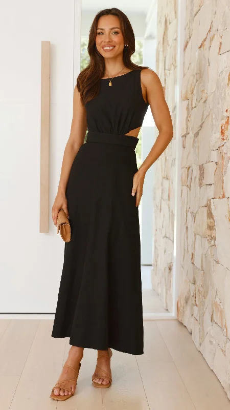 Kimberley Maxi Dress - Black High-Low Maxi Skirt