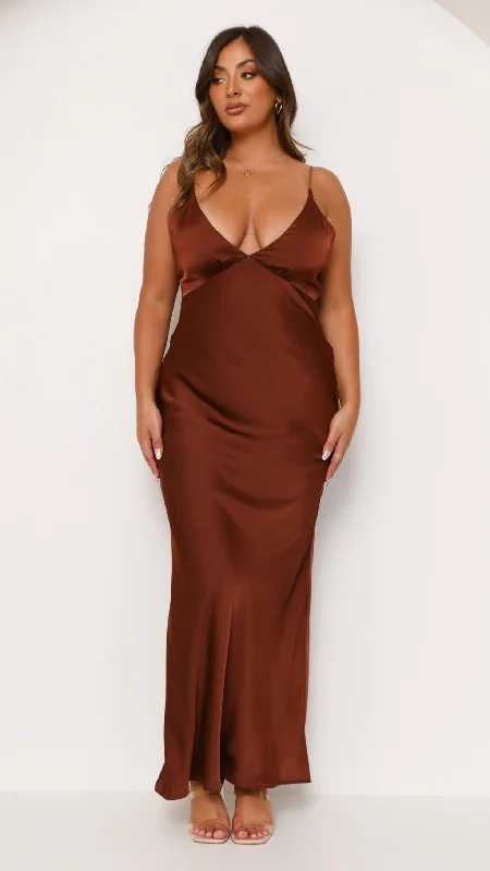 Ziah Maxi Dress - Brown Colorful Maxi Skirt