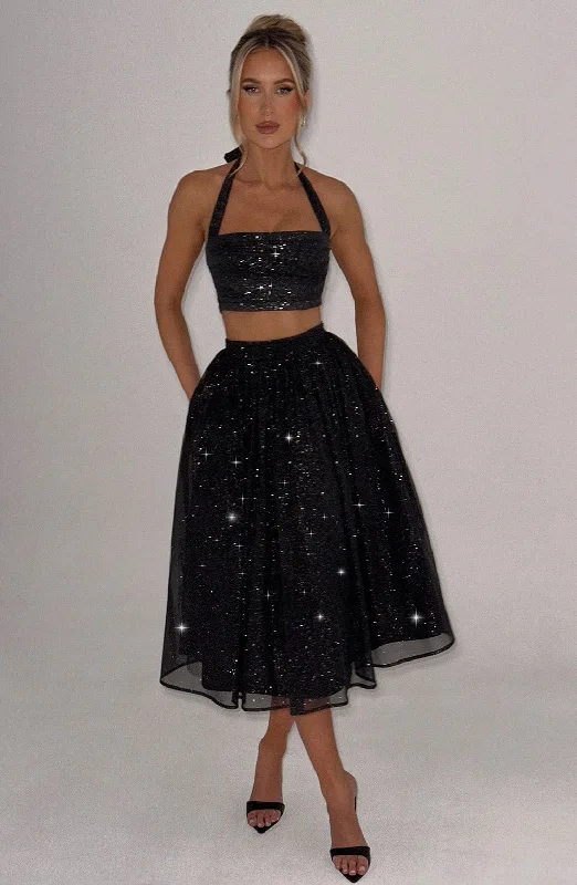 Alani Crop Top - Black Sparkle Bright color unclassified dresses