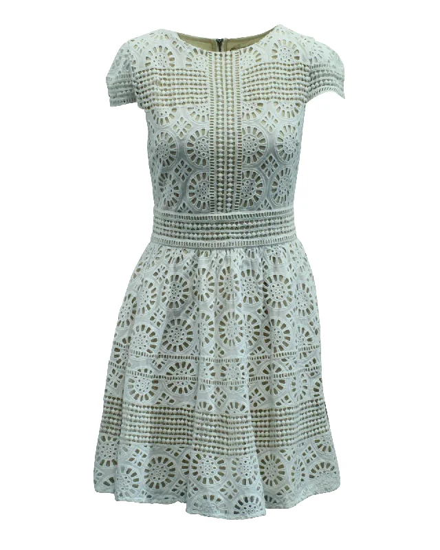 Alice + Olivia Eyelet Dress in White Cotton Street style unclassified dresses