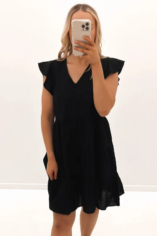 Alina Tiered Dress Black Lounge unclassified dresses