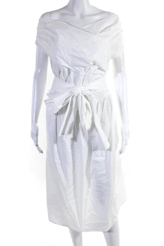 Altuzarra Womens Sleeveless Belted A Line Sun Dress White Cotton Short unclassified dresses