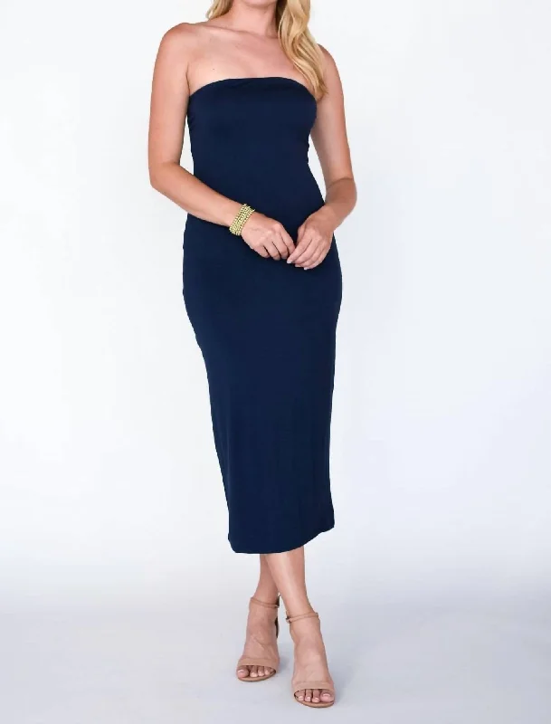 Amina Midi Dress In Indigo Stylish Midi Skirt