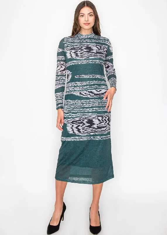 Artistic Green Print Dress Y2K unclassified dresses