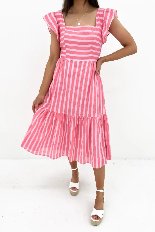 Ashley Dress Pink Punch Stripe Wedding guest unclassified dresses