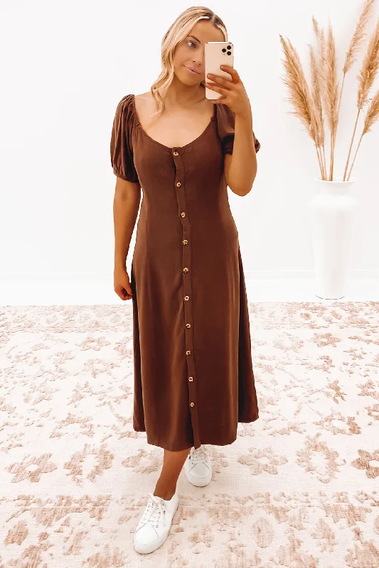 Bella Midi Dress Brown Formal Midi Skirt