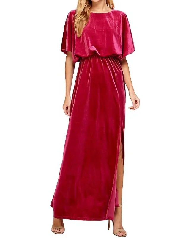 Carla Candy Apple Velvet Gown In Hot Pink Party unclassified dresses