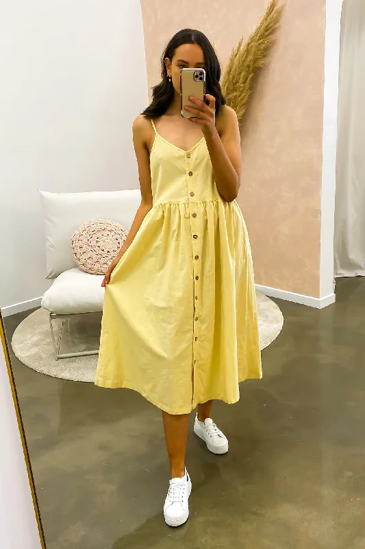 Chelsea Midi Dress Yellow Midi Skirt Print