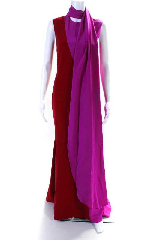 Christian Siriano Color Block Dress Gown Red Pink Festival unclassified dresses