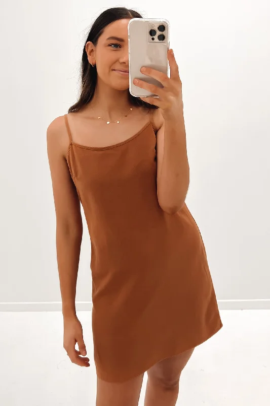 Classic Slip Dress Caramel Polka dot unclassified dresses