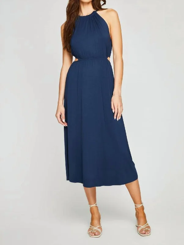 Edith Midi Dress In Indigo Midi Skirt Chic