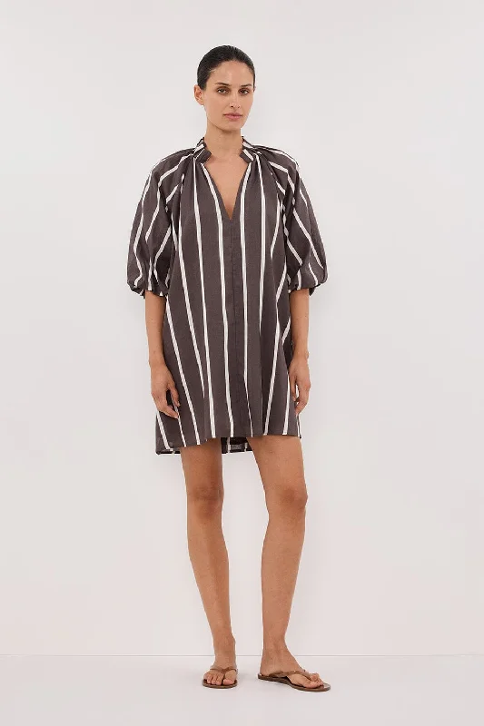 ELLIOT BITTER CHOC STRIPE SMOCK DRESS Comfortable unclassified dresses