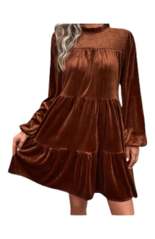 End Of The Line Velvet Dress In Brown High-end unclassified dresses