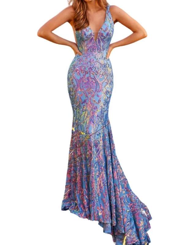 Iridescent Prom Dress In Iridescent/blue Breathable unclassified dresses