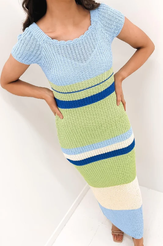 Johanna Knit Dress Blue Green Graduation unclassified dresses