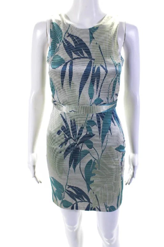 Jonathan Simkhai Womens Leaf Print Sleeveless Dress Multi Colored Elegant unclassified dresses