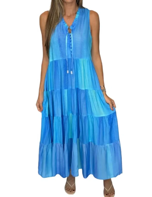 Kaia Dress In Blue Watercolor A-line unclassified dresses