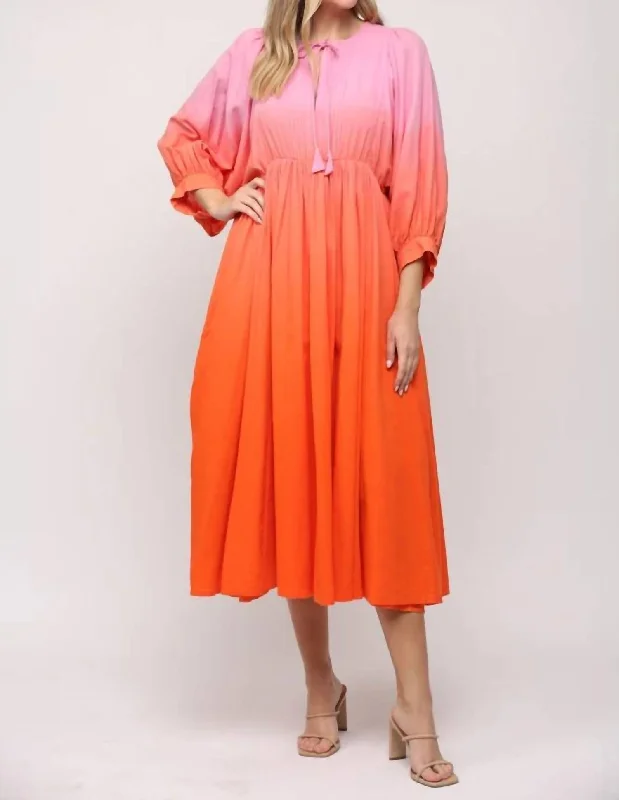 Let’S Ombré Dress In Orange/pink Bold pattern unclassified dresses