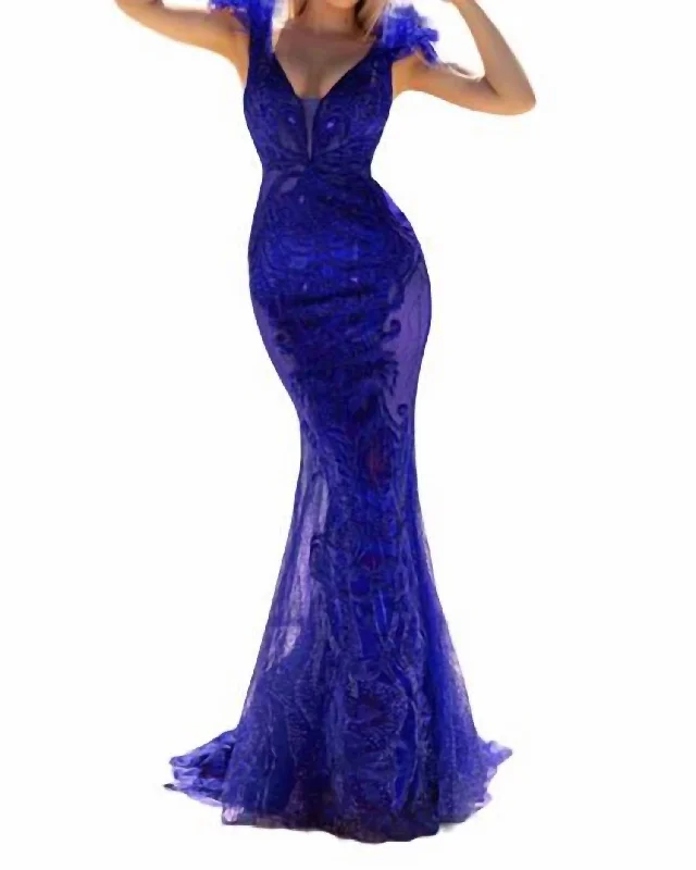 Mermaid Fitted Prom Dress In Cobalt Monochrome unclassified dresses