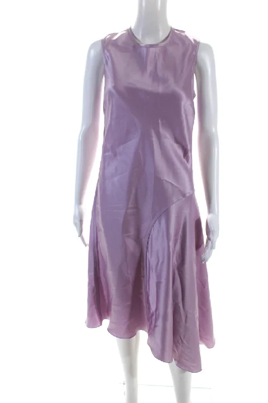 Nina Ricci Womens Lilac Crew Neck Zip Back Sleeveless Asymmetric Dress Club unclassified dresses