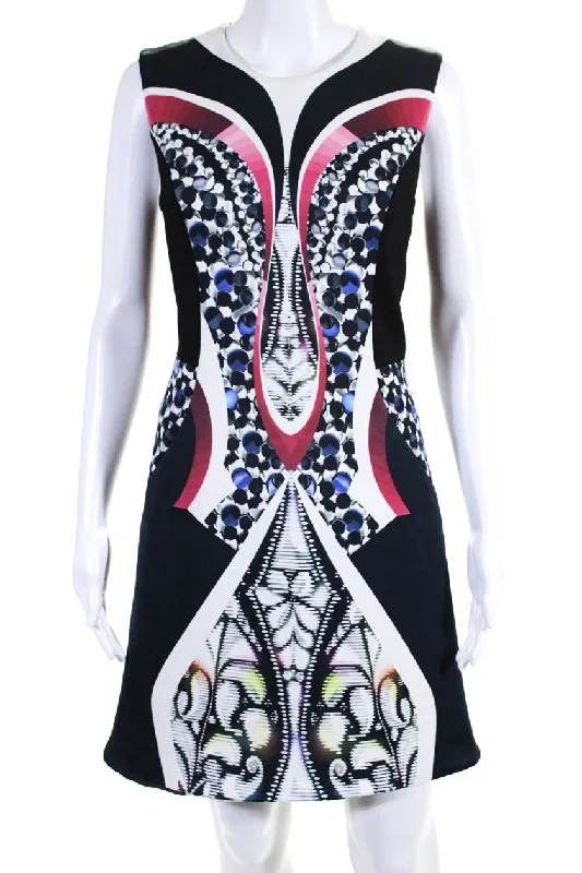 PETER PILOTTO Womens Abstract Print Sleeveless Dress Black White Office unclassified dresses