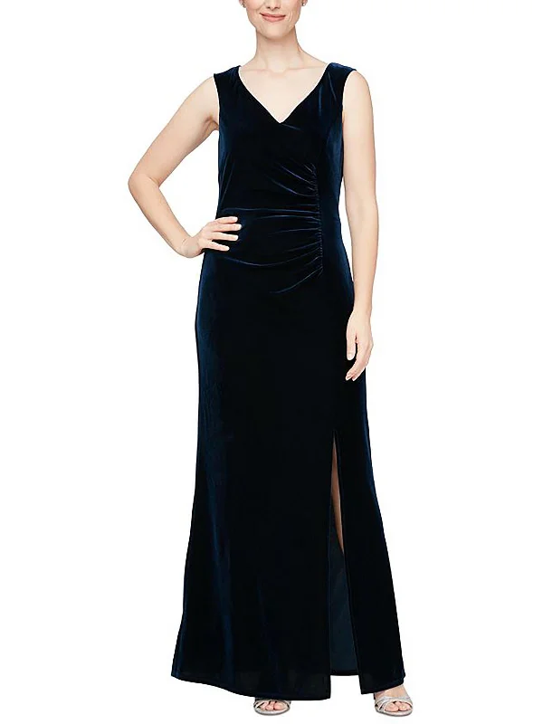 Petites Womens Velvet Embellished Evening Dress Formal unclassified dresses