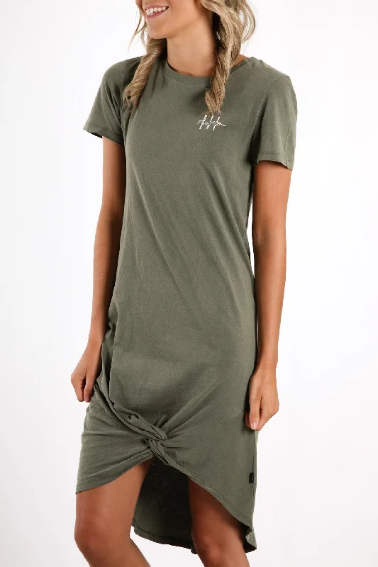 Present Twisted Tee Dress Khaki Sexy unclassified dresses