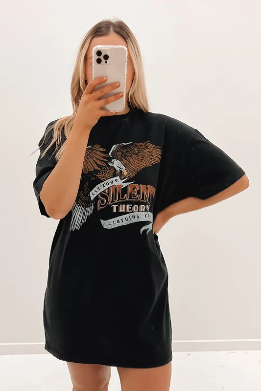 Raptor Tee Dress Washed Black Comfortable unclassified dresses