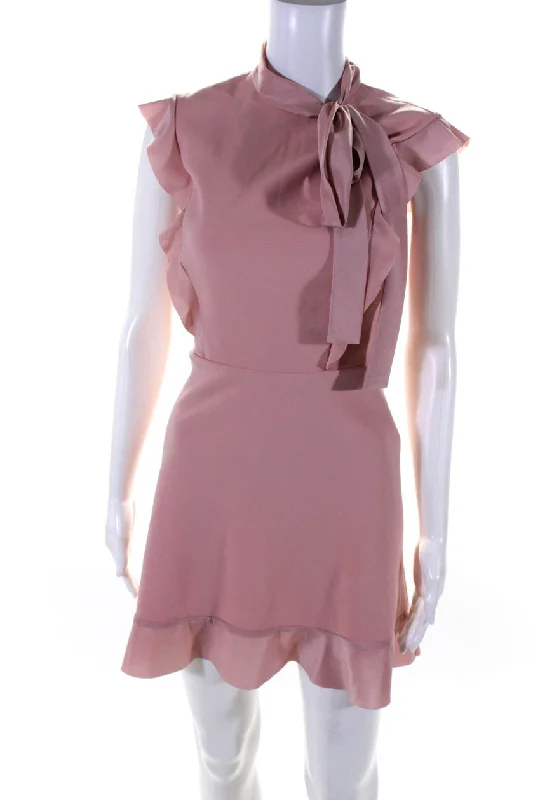 RED Valentino Womens Back Zip Mock Neck Ruffled Sheath Dress Pink Chic unclassified dresses