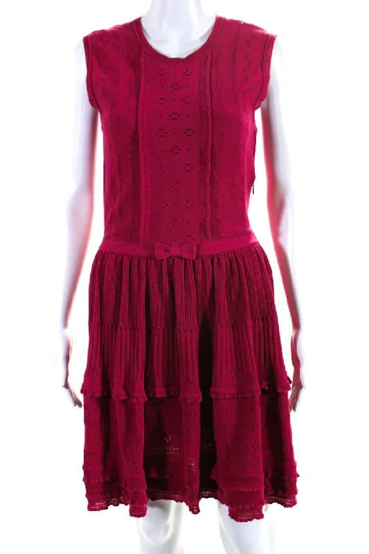 RED Valentino Womens Knit Cut Out Scoop Neck Sleeveless Dress Pink Cotton unclassified dresses