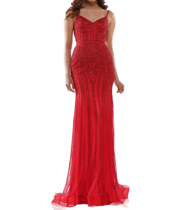 Rhinestone Prom Dress In Red Bright color unclassified dresses