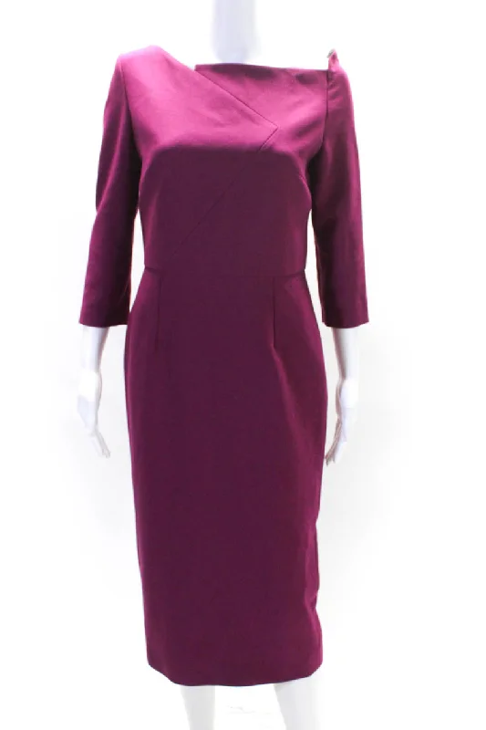 Roland Mouret for Neiman Marcus Womens Darted Zipped Sheath Dress Pink Wrap unclassified dresses