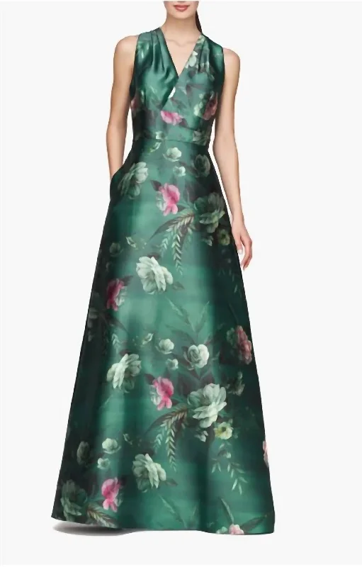 Rosalind Gown In Light Emerald Metallic unclassified dresses