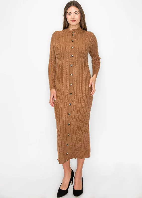 Rust Cable Knit Button Dress Floral unclassified dresses