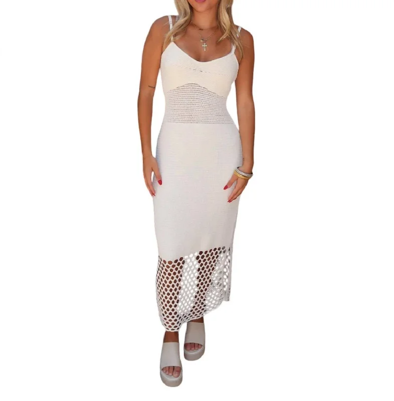 Rylee Knit Dress In Off White Cotton unclassified dresses