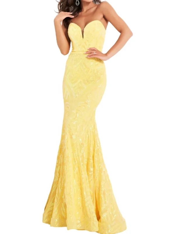 Strapless Sweetheart Prom Dress In Yellow Women's unclassified dresses