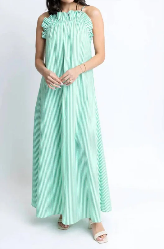 Stripe Poplin Dress In Green Luxury unclassified dresses