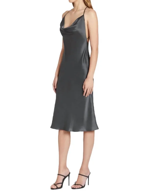 Tayce Silk Dress In Zinc Comfortable unclassified dresses