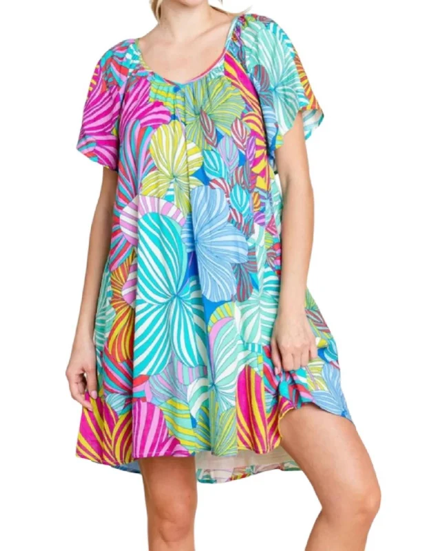 Tropical Breeze Dress In Multi-Colored Ruffled unclassified dresses