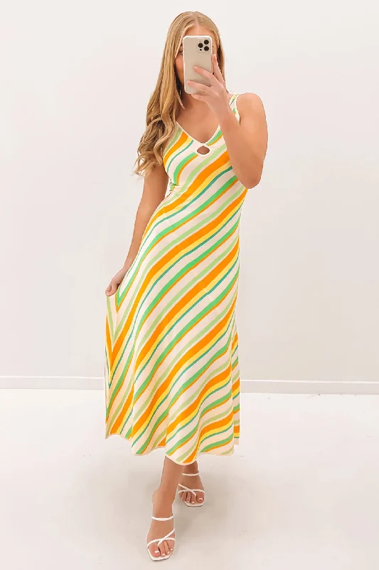 Verona Stripe Knit Dress Orange Green Silk unclassified dresses