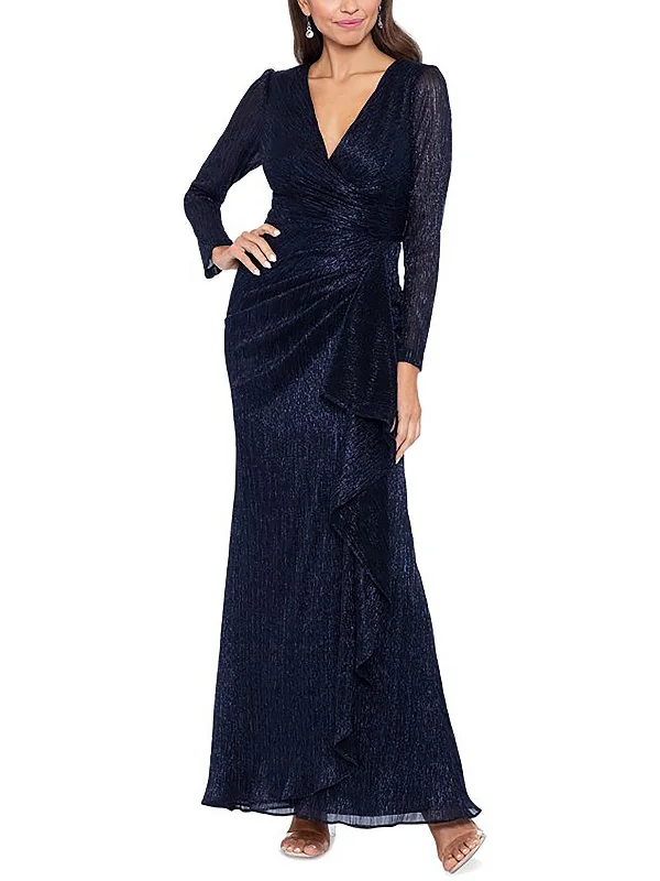 Womens Metallic Ruched Evening Dress Lightweight unclassified dresses