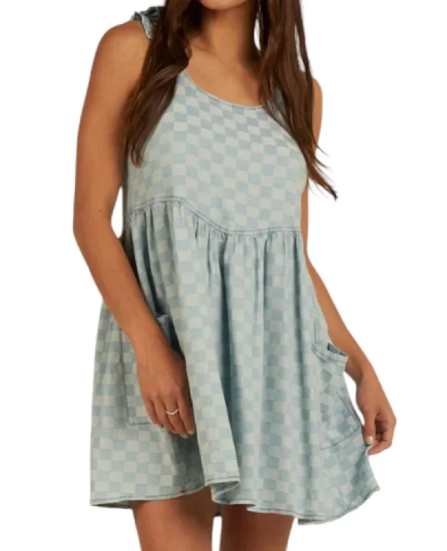 Womens Summer Dress In Blue Check Cocktail unclassified dresses